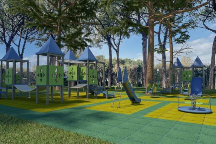 Grande parcogiochi attrezzato per i più piccoli 